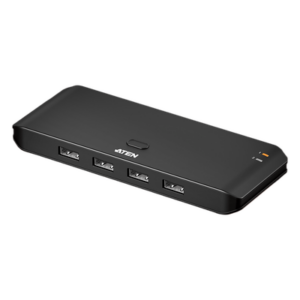 ATEN US4224 – Switch USB Compartido / 2 Computadoras x 4 Periféricos / USB 2.0 480 Mbps / Conmutación por Botón / Plug-and-Play