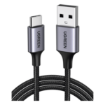 UGREEN 60126 – Cable USB-A a USB-C / 1 Metro (3.28 Pies) / 480 Mbps / Carga Rápida 18W / QC 4.0/3.0/2.0 / Nylon Trenzado / Aluminio