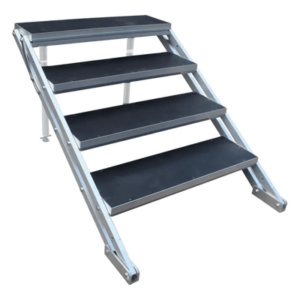 SHINESTAGE YSL1 – Escalera para Tarima / Altura Ajustable 100-170 cm (3.3-5.6 ft) / Ancho 100 cm (3.3 ft) / Superficie Antideslizante / Aluminio / Compatible Tarimas YS4