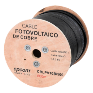 EPCOM POWERLINE CBL-PV-10B/500 – Cable Fotovoltaico / 6 mm² (10 AWG) / 500 m (1640.4 ft) / Cobre Suave / 2000 Vcc / Resistencia UV-Ozono / -40°C a 120°C