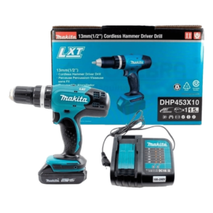 MAKITA DHP453X10 – Rotomartillo Atornillador / 1/2" / 2 Velocidades / 0-400 y 0-1300 RPM / 42 Nm / 18V Li-Ion 3.0Ah / 2 Baterías / Freno Eléctrico / 2 kg / 0.79 x 0.26 x 0.80 ft