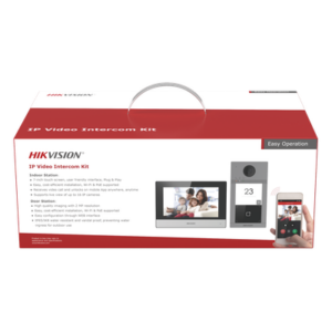 HIKVISION DS-KIS604-P(C) – Videoportero IP PoE / 1080p / IR 3 m (9.8 ft) / Ángulo 129° / Lector MIFARE / IP65 & IK08 / Control 2 Puertas