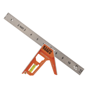 KLEIN TOOLS 935CSEL – Escuadra Especial / 12 Pulgadas / Bordes 45° y 90° / Regla Magnética / Ranura en V para Tubo Conduit / Plantilla 3 Pasos