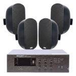 EPCOM PROAUDIO SFB240/4WS50 – Kit de Amplificador de Escritorio / 240W RMS / Salida 70/100V / 4 Altavoces de Pared 5" / Taps 3W a 50W / Bluetooth y MP3 Integrados