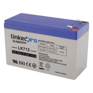 LINKEDPRO BY EPCOM LK712 – Batería de Respaldo AGM-VRLA / 12 V / 7 Ah / Vida Útil 5 Años / Terminales F1 + Adaptador F2 / Certificación UL