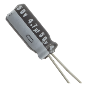 SYSCOM PARTS CE4.7/50V – Capacitor Electrolítico / 4.7 µF / 50 Vcc / Radial / 105 °C / 5 x 11.7 mm