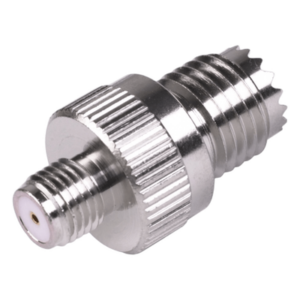 RF INDUSTRIES,LTD RFU-642 – Adaptador RF Coaxial / Mini-UHF Hembra a SMA Hembra / Montaje en Línea / Cuerpo Bronce Niquelado / Contacto Oro / Aislante Teflón