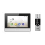 HIKVISION DS-KIS302-P – Kit de Videoportero Híbrido / Pantalla Táctil 7" / Cámara 720x576p / IP a 4 Hilos / Wi-Fi y Cableado / PoE 802.3af / Expansión a 6 Monitores
