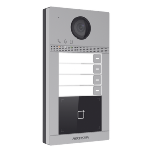 HIKVISION DS-KV8413-WME1(C) – Videoportero IP / 2 Megapixel / PoE / IP65 + IK08 / 4 Departamentos / Apertura con Tarjeta / 2 Puertas / 6 Monitores / 129° / IR 3m