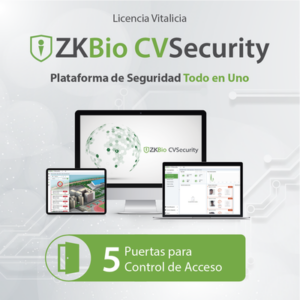 ZKTECO ZKCVACP5 – Licencia de Software / Control de Acceso / 5 Puertas / Vitalicia / Paneles InBioPro e InBio / Biométricos Green Label