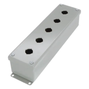 HOFFMAN E5PBG – Gabinete Pushbutton / 5 Botones 22.5 mm / NEMA 12 IP65 / Acero Gris / 317x83x70 mm (12.5x3.3x2.8 ft)