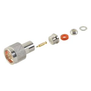 RF INDUSTRIES,LTD RFN-1000-1S – Conector RF N Macho / Ensamble por Rosca / Compatibilidad RG-58/U y RG-142/U / Cuerpo Bronce Plateado / Contacto Oro / Aislante Teflón