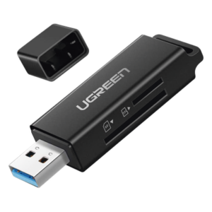 UGREEN 40752 – Lector de Tarjetas USB 3.0 / Doble Ranura TF/SD Simultánea / Transferencia 5 Gbps / Soporte 2 TB / Compacto con Llavero