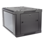 HIKVISION DS-XS6406-S/B – Gabinete de Montaje / 6 Unidades de Rack / 19" / Carga 40 kg / Puerta Cristal Templado / Pared o Piso / 600 x 368 x 450 mm (23.6 x 14.5 x 17.7 in)