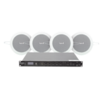 EPCOM PROAUDIO SF120DTB/4CS – Kit de Sonido Ambiental / Amplificador 120W RMS / 4 Altavoces de 4in / Sistema 70/100V / Bluetooth y MP3 / Falso Techo