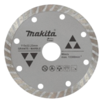 MAKITA D-44301 – Disco de Diamante Turbo / 4 1/2" / Eje 7/8" / Espesor 1.8 mm / Uso en Seco / Granito, Mármol y Concreto