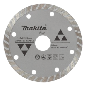 MAKITA D-44301 – Disco de Diamante Turbo / 4 1/2" / Eje 7/8" / Espesor 1.8 mm / Uso en Seco / Granito, Mármol y Concreto