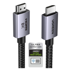 UGREEN 25910 – Cable HDMI 2.1 / 8K@60Hz / 48Gbps / 2m (6.56 pies) / HDR10+ / eARC / Aluminio / Nylon trenzado