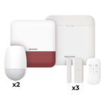 HIKVISION DS-PWA48-KV2(R) – Kit de Alarma Inalámbrico / 48 Zonas / 2 PIR / 3 Contactos Magnéticos / Sirena Exterior 110 dB / Wi-Fi / Batería de Respaldo 12 h