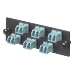 PANDUIT FAP6WAQDLCZ – Placa Acopladora de Fibra Óptica / 12 Fibras OM3/OM4 / 6 Conectores LC Dúplex / Cerámica Zirconia / Color Aqua