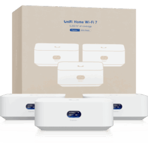 UBIQUITI UX7-3 – Sistema Wi-Fi 7 Mesh / 3 Unidades / Cobertura 487 m² (5,250 ft²) / Gateway Cloud con WAN 10GbE / 6 GHz hasta 5.7 Gbps / 300 Clientes