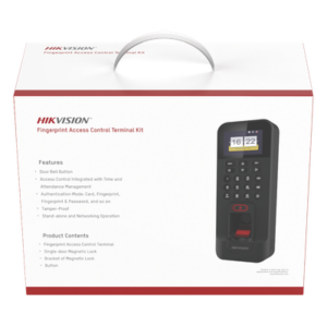 HIKVISION DS-KAS261 – Kit Control de Acceso Biométrico / 3,000 Huellas / 3,000 Tarjetas MIFARE / TCP-IP / Wiegand 26-34 Bits / Electroimán Incluido