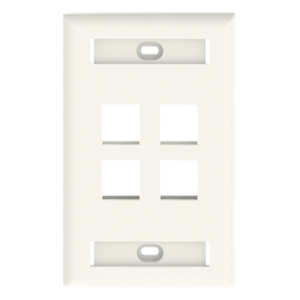 PANDUIT NK4FIWY – Placa de Pared Vertical / 4 Puertos Keystone / 69.8 x 114.3 mm / 2.75 x 4.5 pulg. / Con Espacios para Etiquetas / Color Marfil