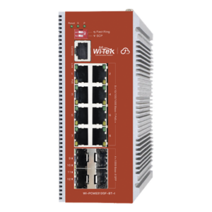 WI-TEK WI-PCMS312GF-BT-I – Switch PoE Industrial L2+ / 8 Puertos 100/1000 Mbps / 4 SFP Gigabit / 460 W / Cloud-Web-CLI / ERPS / -40 a 75 °C
