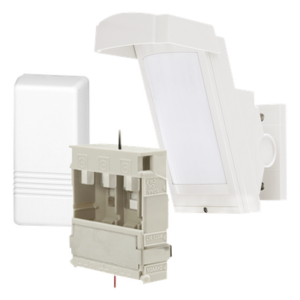 OPTEX HX40-RAM-WH – Detector de Movimiento PIR / 100% Exterior / Inalámbrico / Cobertura 12 m (39.4 ft) a 85° / Montaje 2.5 m - 3 m (8.2 ft - 9.8 ft) / Antimascota / Transmisor Honeywell 5816 Incluido