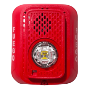 SYSTEM SENSOR P2RLEDSP – Sirena con Estroboscopio LED / 2 Hilos / Montaje en Pared / Candela Seleccionable 15-185 cd / Marcaje FUEGO / Compatible SpectrAlert