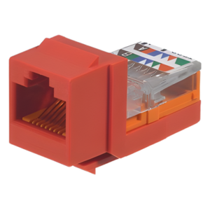 PANDUIT NK5E88MRDY – Módulo Jack Keystone / Cat 5e / UTP / 22-24 AWG / RJ45 / Leadframe / PoE / Rojo