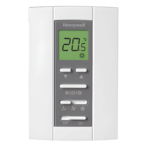 HONEYWELL HOME RESIDEO T6811DP08 – Termostato digital / Serie T6811 / Fan Coil 2 tuberías / 110 VCA / Ventilador 3 velocidades / Válvula On-Off / LCD