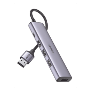 UGREEN 20805 – Convertidor USB-A 3.0 a 4 Puertos USB-A 3.0 / 5 Gbps Transferencia / Alimentación por USB-C / Compatibilidad Multiplataforma / Protección Cortocircuito y Sobrecorriente