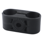 SYSCOM TOWERS CB-58 – Sujetador Plástico para Cable Coaxial / Doble Fijación / 5/8" / Varilla Roscada 3/8" o M10 / ISO 9001:2015 y RoHS