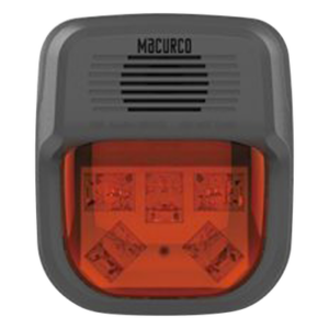 MACURCO - AERIONICS HS-R-HORN – Sirena Estrobo Rojo / Salida Alta Potencia / Montaje 4x4 in / Candela Ajustable 15-110 cd / Tono Continuo o Temporal