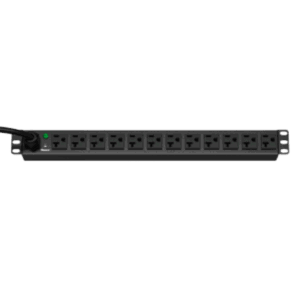 PANDUIT E12B02M – PDU Básica / 12 Tomas NEMA 5-20R / Entrada NEMA 5-15P / Rack 19in 1U Horizontal / 15A 120VCA / Cable 3 m (9.8 ft)