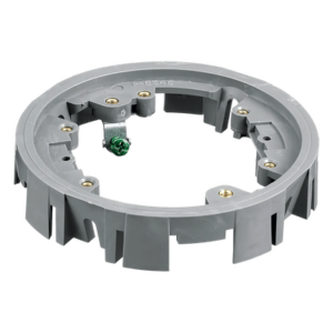 HUBBELL HUB-PFBA1A – Adaptador para Cajas de Piso de Concreto / Serie PFB Redonda / Material PVC Termoplástico / Montaje con Tornillos / 4 Ganchos Incluidos / Clips Deslizantes / Acepta Tapas Plásticas y Metálicas / Color Gris