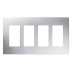 LUTRON ELECTRONICS CW4-SS – Placa de Pared / 4 Espacios / Acero Inoxidable / Diseño sin Tornillos / Perfil Delgado 0.30 in (7.6 mm) / Estilo Designer