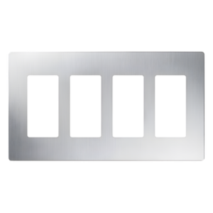LUTRON ELECTRONICS CW4-SS – Placa de Pared / 4 Espacios / Acero Inoxidable / Diseño sin Tornillos / Perfil Delgado 0.30 in (7.6 mm) / Estilo Designer