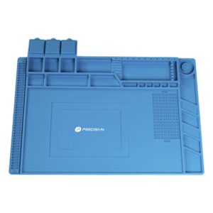 PRECISION PST-S03-001 – Tapete de Silicona para Reparación Electrónica / 45 x 30 cm (17.7 x 11.8 in) / Resistente al Calor 200°C / Áreas Magnéticas / Compartimentos Numerados