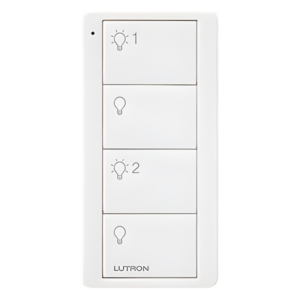 LUTRON ELECTRONICS PJ24BWHL21P – Control Inalámbrico de 4 Botones / 2 Zonas de Iluminación / Clear Connect RF / Alcance 18 m (59.1 ft) Línea de Vista / Batería 10 Años