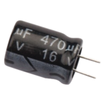 SYSCOM 0470M0016V – Capacitor Electrolítico de Aluminio / 470 μF / 16 Vcc / 105 °C / Radial 8.0 x 11 mm / Corriente de Rizado 305 mA RMS