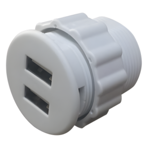 THORSMAN USB-MINI-REDW – Cargador USB Empotrable / 2 Puertos 5V 2A / Tensión Universal 100-240V / Cable 1.5 m (4.9 ft) / Operación 60°C