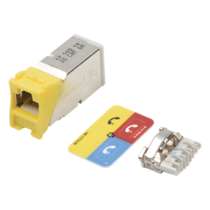 SIEMON Z6A-S05 – Jack Cat6A / Blindado / Montaje Híbrido Plano y Angulado / Terminación Guiada / Quick-Ground / Amarillo