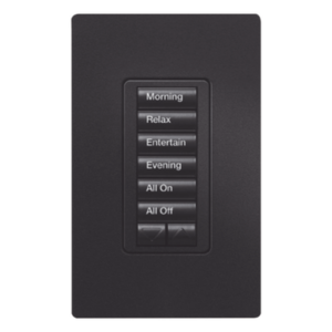 LUTRON ELECTRONICS RRDHN6BRLMN – Teclado Híbrido de Pared / 6 Botones Programables / Atenuador Integrado 450 W / Control RF 431-437 MHz / Acabado Midnight