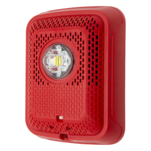SYSTEM SENSOR SPSRLED – Bocina con Estrobo / Montaje en Pared / 24 VCC Regulado / Flash 1/s / Altavoz 8" / Rojo / Compacto