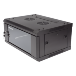 HIKVISION DS-XS6404-S/B – Gabinete de Montaje en Pared / 4 Unidades de Rack / 19" / Cristal Templado / Carga 40 kg / Acero / 600 x 450 x 281 mm