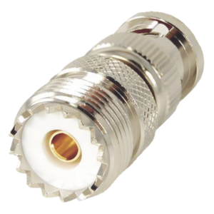 RF INDUSTRIES,LTD RFB-1136 – Adaptador RF en Línea / 50 Ohm / BNC Macho a UHF Hembra SO-239 / Cuerpo Níquel / Contacto Oro / Aislante Delrin