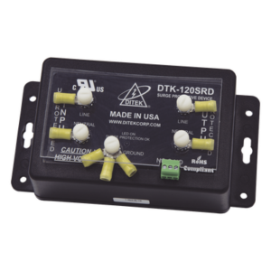 DITEK DTK-120SRD – Protector de sobretensión / 120 VCA / 20 A / IP65 / Contacto seco Forma C / EMI-RFI / 6.87 x 3.5 x 2.5 pulgadas