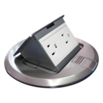 THORSMAN TH-MCPR-A – Mini Caja de Piso Redonda / Acero Inoxidable / 2 Contactos / 15 A ANCE / 150x150x70 mm / 0.92 lb / 5.9x5.9x2.8 pulg